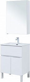 Aquanet Мебель для ванной Алвита New 60 1 ящик 2 дверцы белая матовая – фотография-3